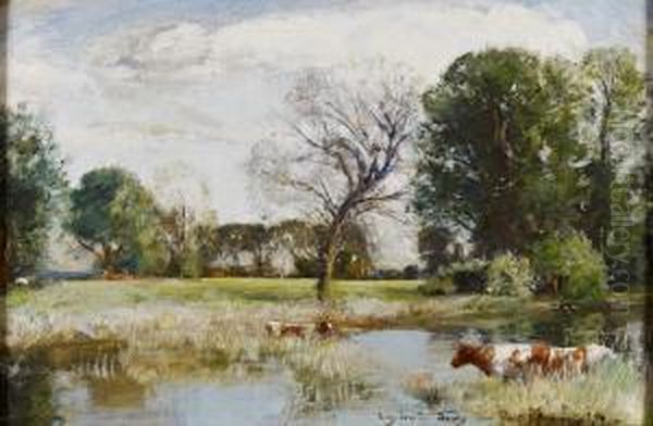 A River Landscape With Cattle Watering - view 1