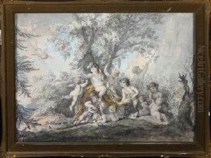 Bacchus And Followers In A Woodland Setting