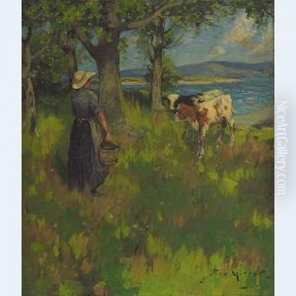 Milkmaid In A Summer Pasture - view 1