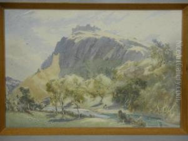 Welsh Castle Above River - view 1