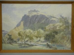 Welsh Castle Above River by William Grant Murray