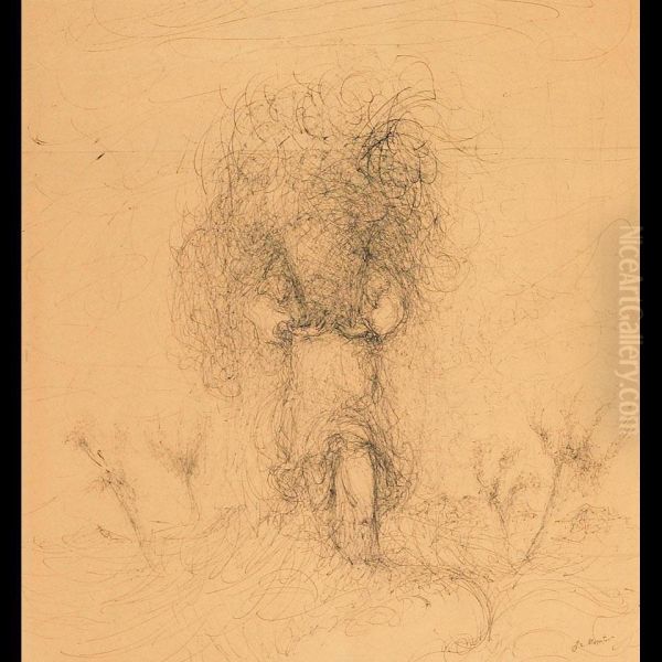 Lady Carrying Bushes - view 1