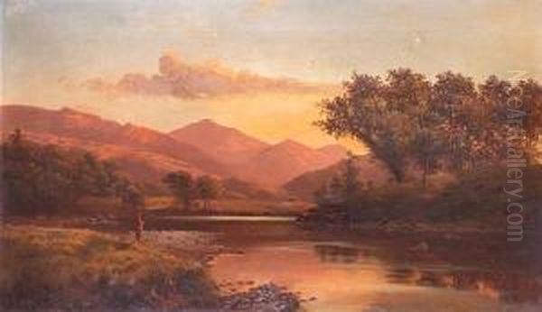 Tranquil River Landscape, Probably Northwales - view 1