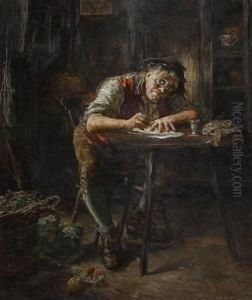 Elderly Man At A Table by Francis Sydney Muschamp