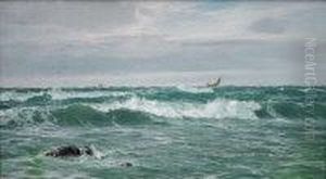 Coastal Seascape With Sailing Vessels In The Distance by Harry Musgrave