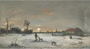 Winter Hunting Scene by Auguste Henri Musin