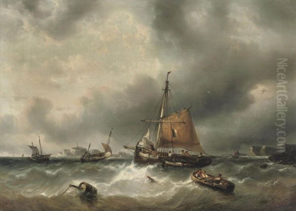 A Fishing Vessel Lowering Its Sail - view 1