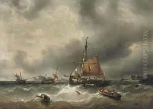 A Fishing Vessel Lowering Its Sail by Auguste Henri Musin