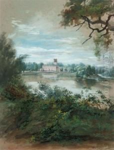 Trentham Hall, Staffordshire Seen Across The River by William Mussill