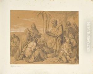 Crayon Noir Et Rehauts De Blanc Sur Papier Beige. Crayon Noir Et Rehauts De Blanc Sur Papier Beige.