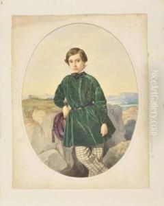 Portrait D'un Jeune Garcon. by Luigi Mussini
