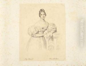 Portrait De Celeste Mussini Appuyee Sur Un Socle, Un Livre A La Main. by Luigi Mussini