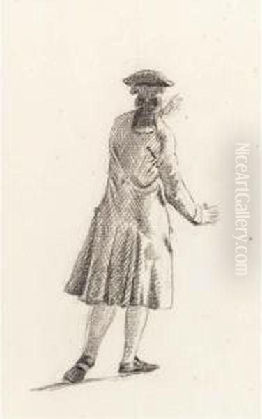 A Standing Gentelman Moving To The Right, Seen From Behind - view 1