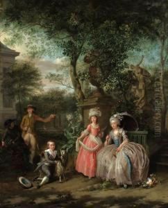 A Group Portrait Of A Family In An Ornamental Garden by Nicolaes Muys
