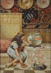 Bambina Con Pesci by Giovanni Muzzioli