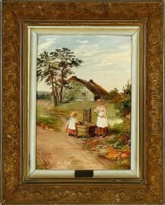 Mother And Daughter At A Pump