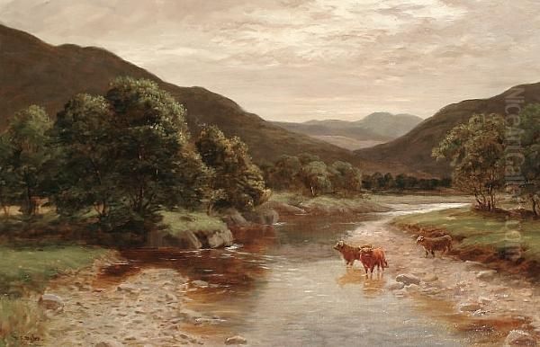 Cattle In A River Landscape - view 1