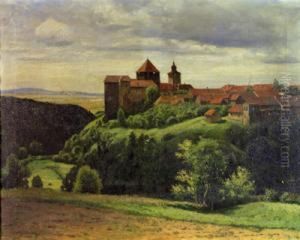 Hugelige Landschaft Mit Festungsanlage by Viktor Myttheis