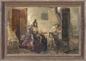 Der Maler Malt Eine Spanierin by Franz Naager