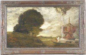 Landschaft Mit Badender by Franz Naager