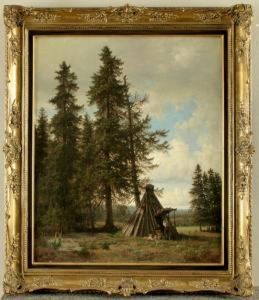 Romantische Harzlandschaft Mit Kohlerhutte Unter Hohenfichten
