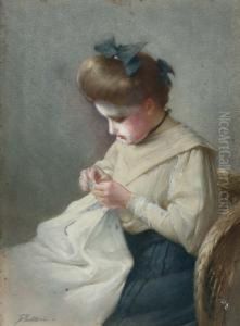 Bordurende Vrouw by Frederik Nachtweh