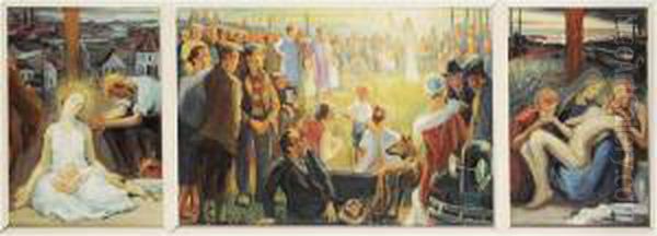 Central The Preaching Of Christ, Left The Holy Family And Right The Mourning Of Christ - view 1