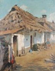 A Pair Of Village Street Scenes by Robert Nadler