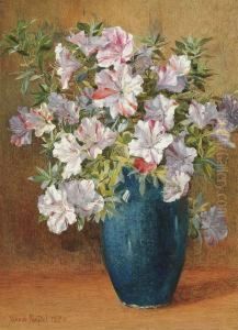 Azalias In A Blue Vase by Maud Naftel
