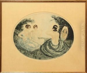 Three Ladies At The Mirror by Charles Naillod