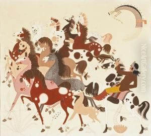 Depicting A Horse Round-up by Gerald Lloyde Nailor