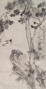 Magpies With Wutong Tree, Bamboo Androck