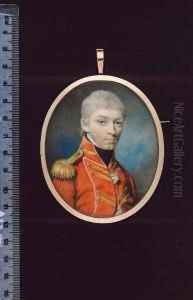 Captain Henry Sherwood (1776-1849), Wearing The Uniform Of The 53rd Foot, Scarlet Coat And Facings Edged With White Piping, Gold Lace Button Holes In Pairs And Gold Epaulette, Frilled White Chemise And Black Stock