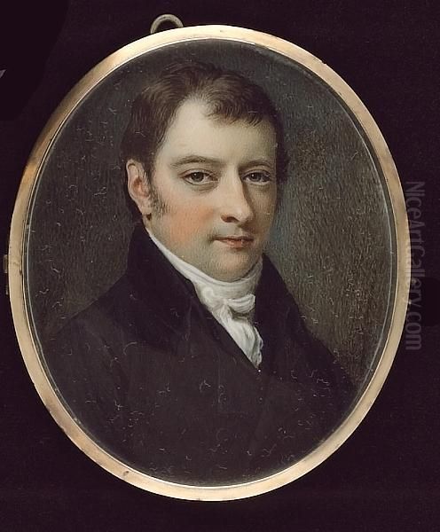 A Gentleman, Wearing Dark Grey Coat With Black Collar And Matching Waistcoat, White Tied Cravat - view 1