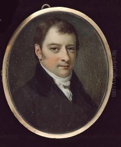 A Gentleman, Wearing Dark Grey Coat With Black Collar And Matching Waistcoat, White Tied Cravat