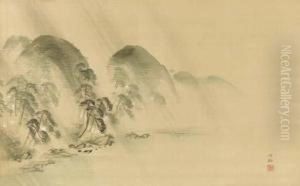 Arashiyama In Spring Rain by Chikkei Nakabayashi