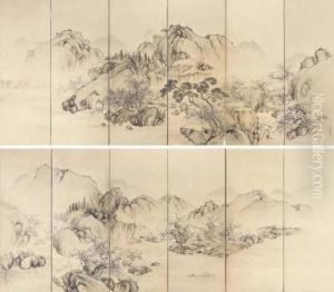 Landscape With Grove Of Flowering Plum Trees
