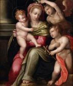 Vierge A L'enfant Avec Saint Jean Baptiste by Giovan Battista Naldini