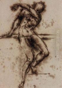 Homme Nu Appuye Sur Une Barre by Giovan Battista Naldini
