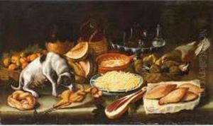 Natura Morta Con Cane, Carni, Frutta, Melone E Pasta Natura Morta Con Cane, Carni, Frutta, Melone E Pasta