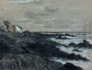 Paysage Aux Rochers En Bretagne by Celestin Francois Nanteuil