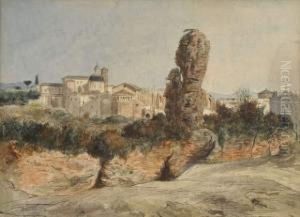 Vue D'un Village Italien by Celestin Francois Nanteuil