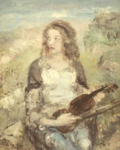 Tanara Femeie In Peisaj Romantic by Aurel Naray