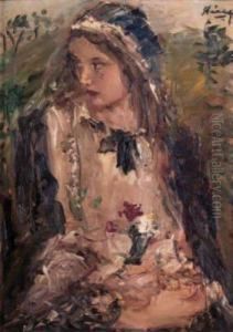 Jeune Fille Aux Fleurs Des Champs by Aurel Naray