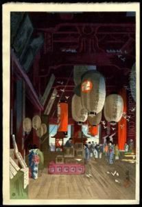 The Interior Of Asakusa Temple by Eisho Narazaki