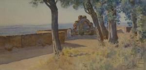 Tivoli, Veduta Di Villa D""este Da Una Terrazza Con Fontana by Enrico Nardi