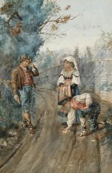 Three Rustic Figures On Apath - view 1