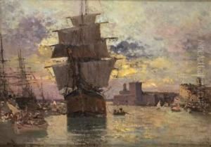 Voiliers Dans Le Port De Marseille by Francois Nardi