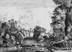 Landschaft Mit Bergen Und Einem Fluss, Im Vordergrund Zweihirten Mit Kuhen by Jean Galioth Nardois