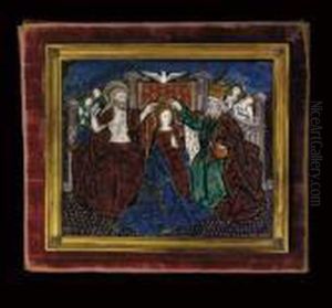 A Rectangular Enamel Plaque Of The Coronation Of The Virgin